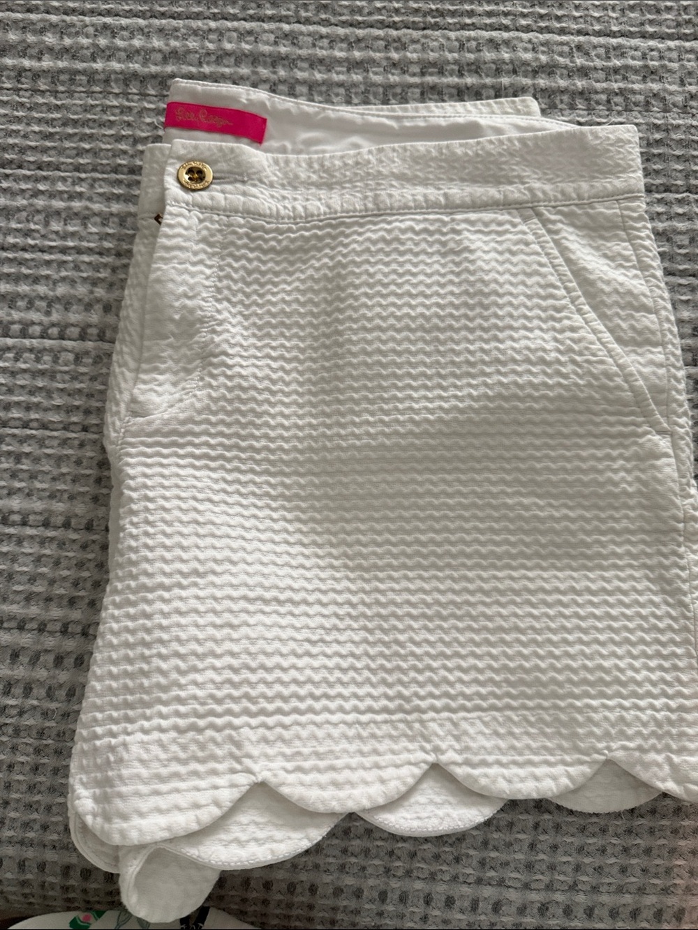 Lilly Pulitzer White Scallop-Hem Mini Shorts